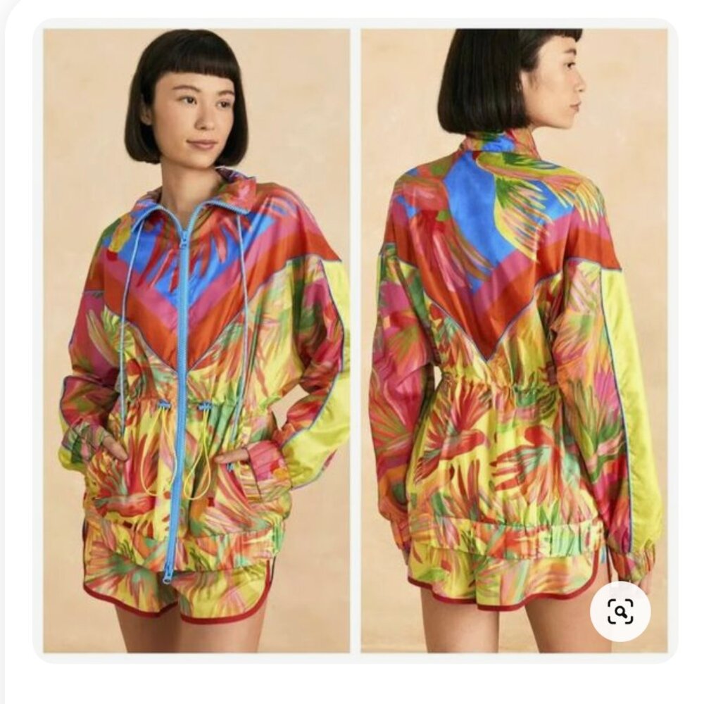 NWT FARM Rio Mixed Painted Birds Windbreaker Jacket Small - Picture 5 of 17